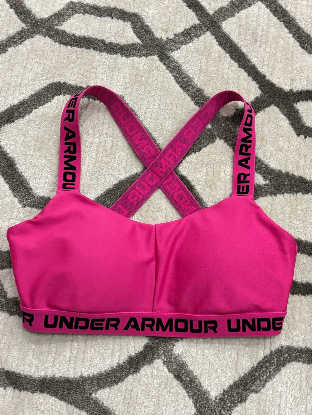 Under Armour Bright Pink Crossback Sports Bra with Logo Band
